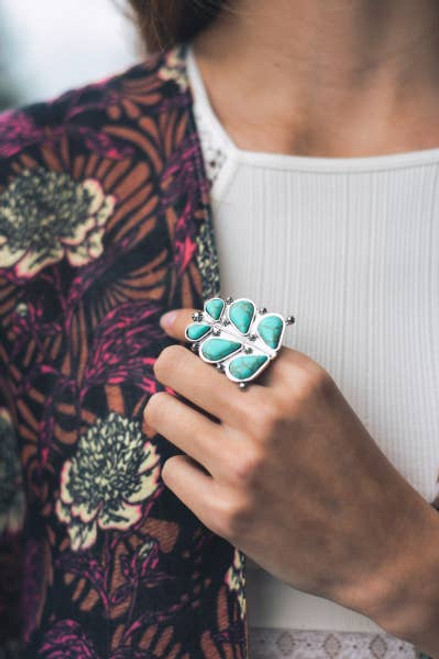 Turquoise Bloom Fashion Ring