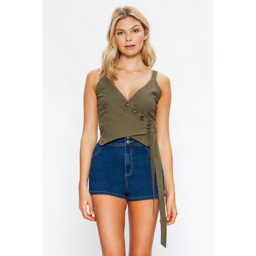 Linen Top -Olive