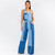 Wide Leg PatchWork Denim Overalls