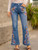 Embroidered  Slim Fit Flared Jeans