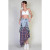 Asymmetric  Denim Midi Skirt with Plaid Patches