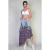 Asymmetric  Denim Midi Skirt with Plaid Patches