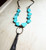 Chunky Amanzonite with Tan Fringe Tassel Necklace