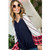 V Neck Front Knot Raglan Stripe Print Top