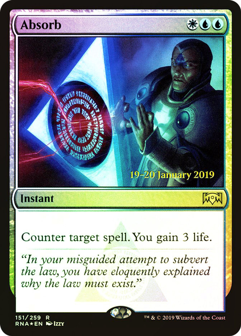 MTG foil 吸収/Absorb Absorb (Prerelease) (Ravnica Allegiance) | Promo: Date