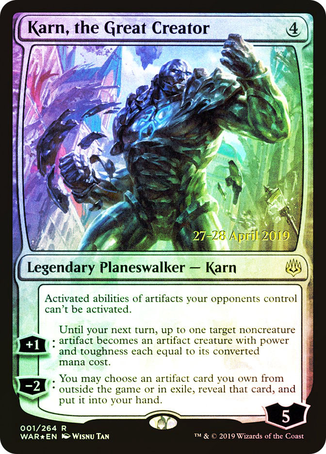 mtg creator card Karn, the Great Creator (Prerelease) (War of the Spark) | Promo