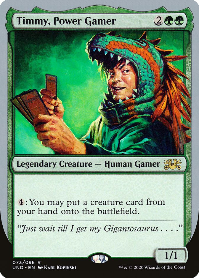 mtg timmy cards Magic The Gathering Timmy, Power Gamer UND Green Commander Mint / near mint condition trading card LITTLE TIMMY (joke card) :