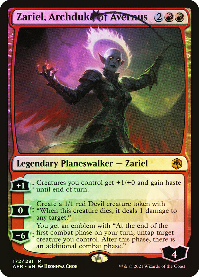 zariel mtg card Zariel, Archduke of Avernus [285] [Borderless] [Adventures in the Forgotten Realms] [Foil] – Face to Face Games untap target creature you control Treasure // Emblem - Zariel,
