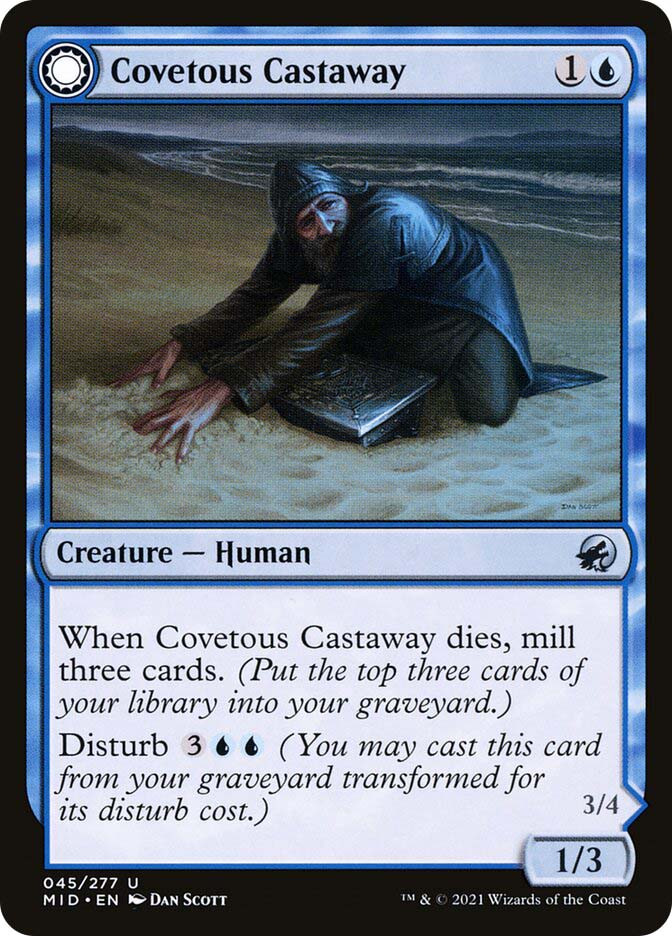 mtg disturb cards Covetous Castaway // Ghostly Castigator | Innistrad: Midnight Hunt 0/0 Ghastly Mimicry Disturbed Slumber | Magic: the