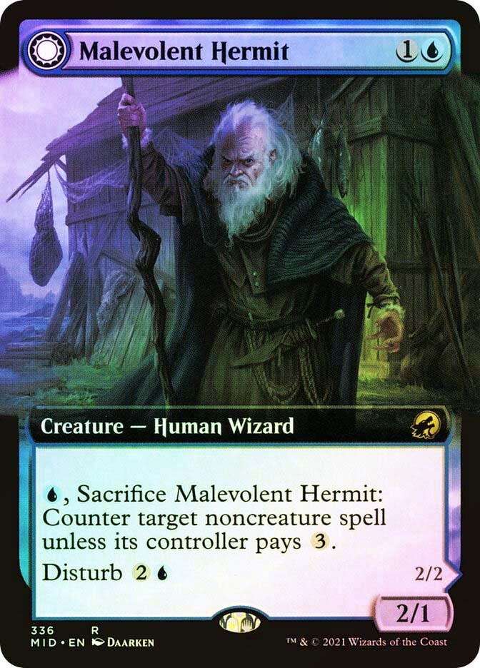 MTG Magic: The Gathering カード Malevolent Hermit // Benevolent Geist | Innistrad: Midnight Hunt