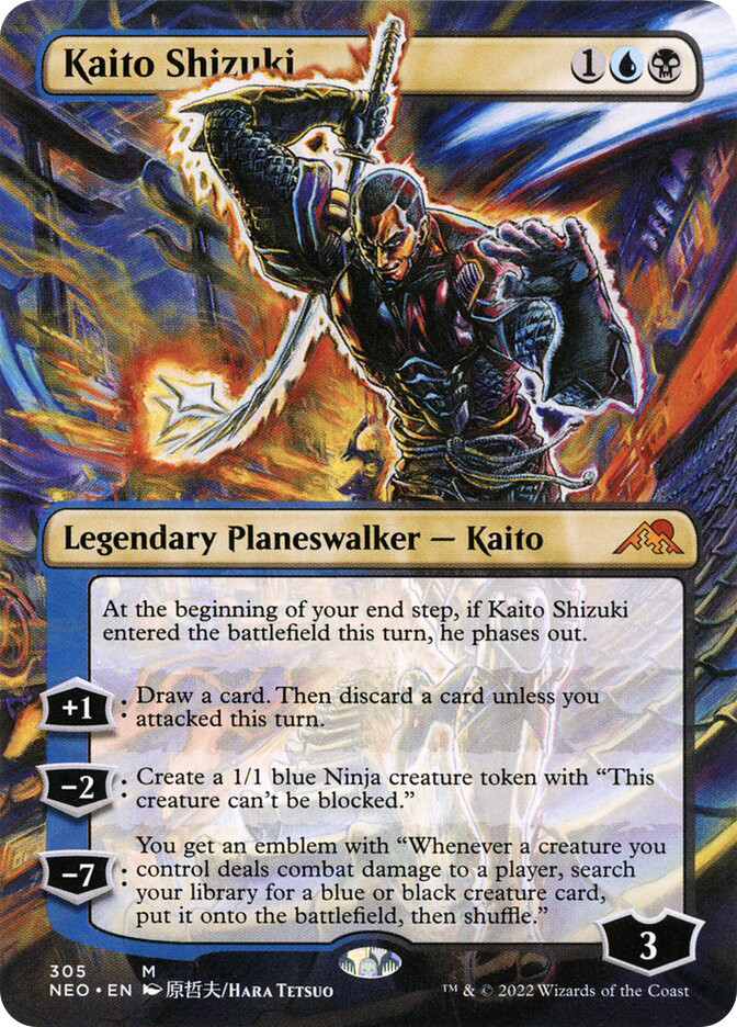kaito shizuki mtg card Ultra Pro Kamigawa Neon Dynasty: Playmat search your library for a blue or black creature card Kaito Shizuki #305 Holo from