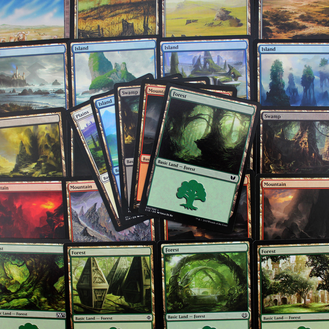basic land cards mtg Amazon.com: MTG Decks & More Compatible with Magic The Gathering: 100 Full  Art Basic Lands - 20 Swamp, Mountain, Forest, Plains, Island main image 0