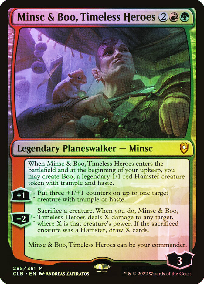 minsc mtg card Minsc & Boo, Timeless Heroes (Rainbow Foil) [Secret Lair Drop Series] Heavily Played Foil