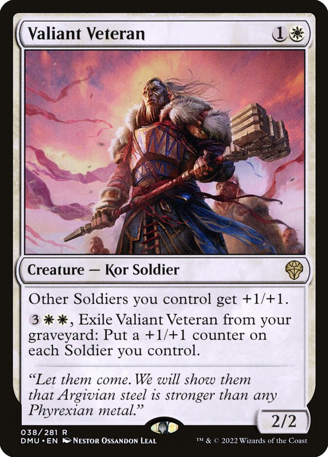 Booster Magic Vétéran Vaillant (Valiant Veteran) · Dominaria United (DMU) # 38 · Magic The Gathering Search Magic The Gathering Booster