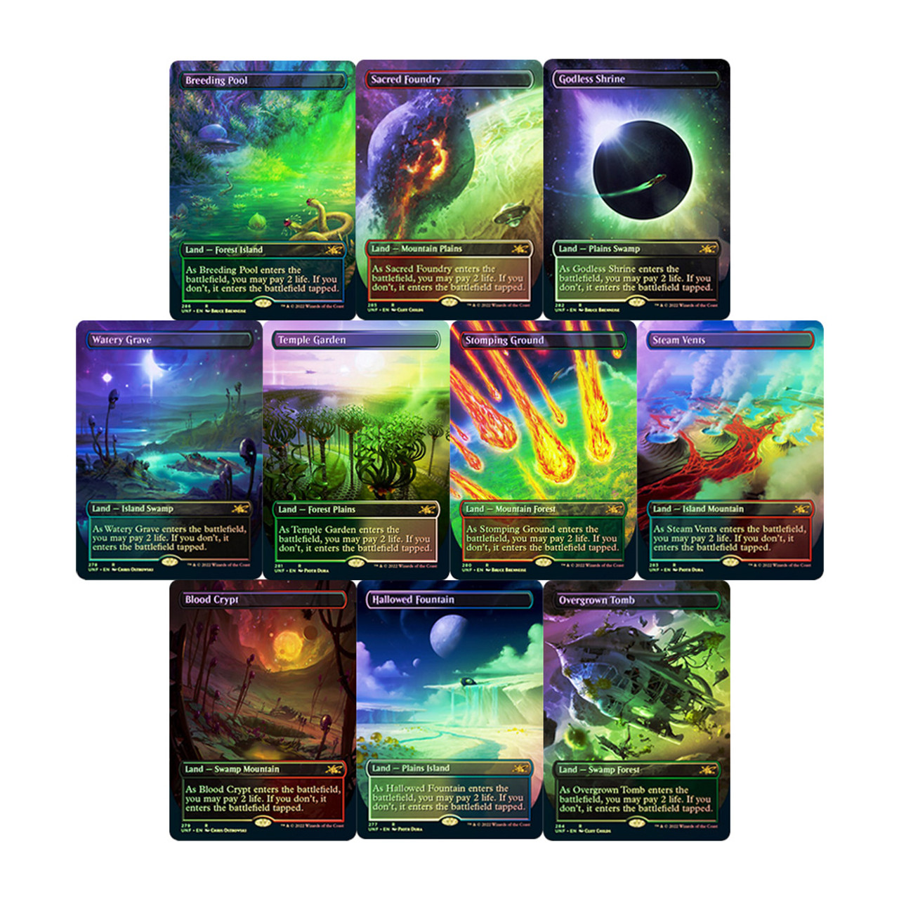 お気に入りの MTG ショックランド他 土地コンプ Foil Galaxy Unfinty 