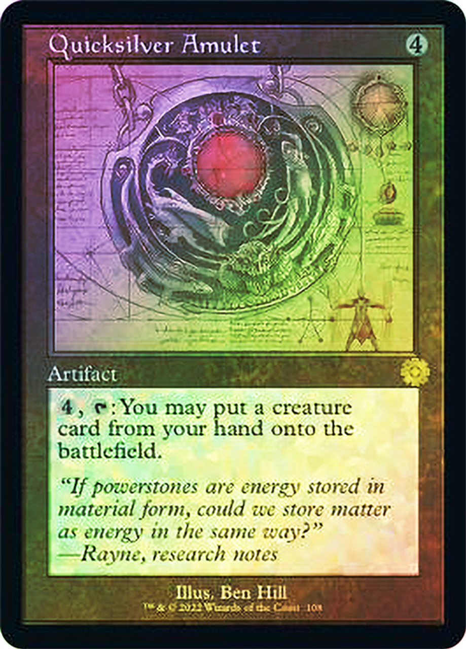 Quicksilver Amulet (#108) (Retro Frame) | The Brothers' War