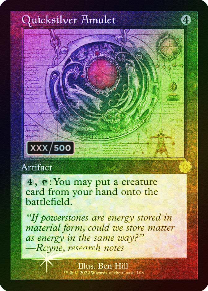 mtg cards like quicksilver amulet What's the price of a serialized card? you play the role of a planeswalker who fights other planeswalkers for glory MTG Urza's Legacy 1999 Quicksilver