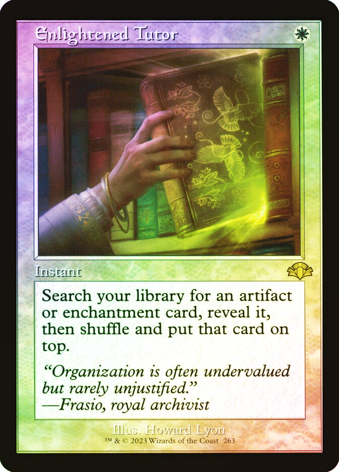 mtg white tutor cards Enlightened Search your library for an enchantment card Magic the Gathering Dominaria Remastered