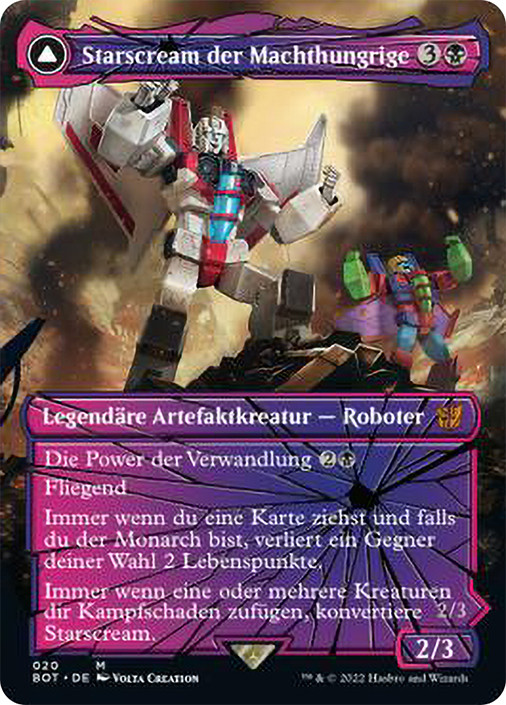starscream mtg card Magic The Gathering - The Brothers War - Transformers - Starscream, Power Hungry / Starscream, Seeker Leader (Shattered Glass Card) Whenever you become the monarch Starscream, Power Hungry: Commander's Guild