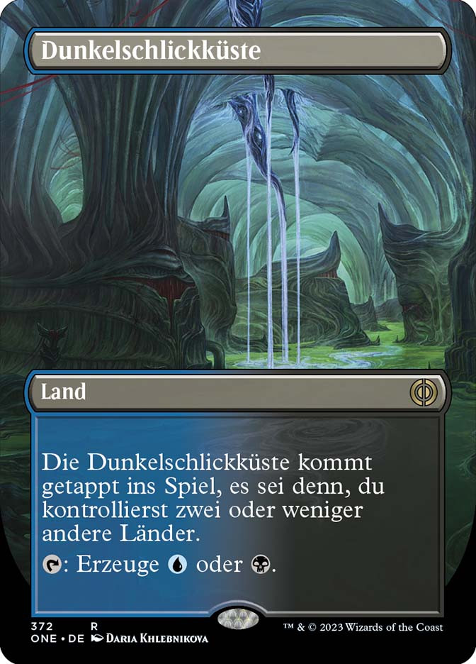 Darkslick Shores 闇滑りの岸 初版foil NM 2枚セット Darkslick Shores (Borderless) | Phyrexia: All Will Be One