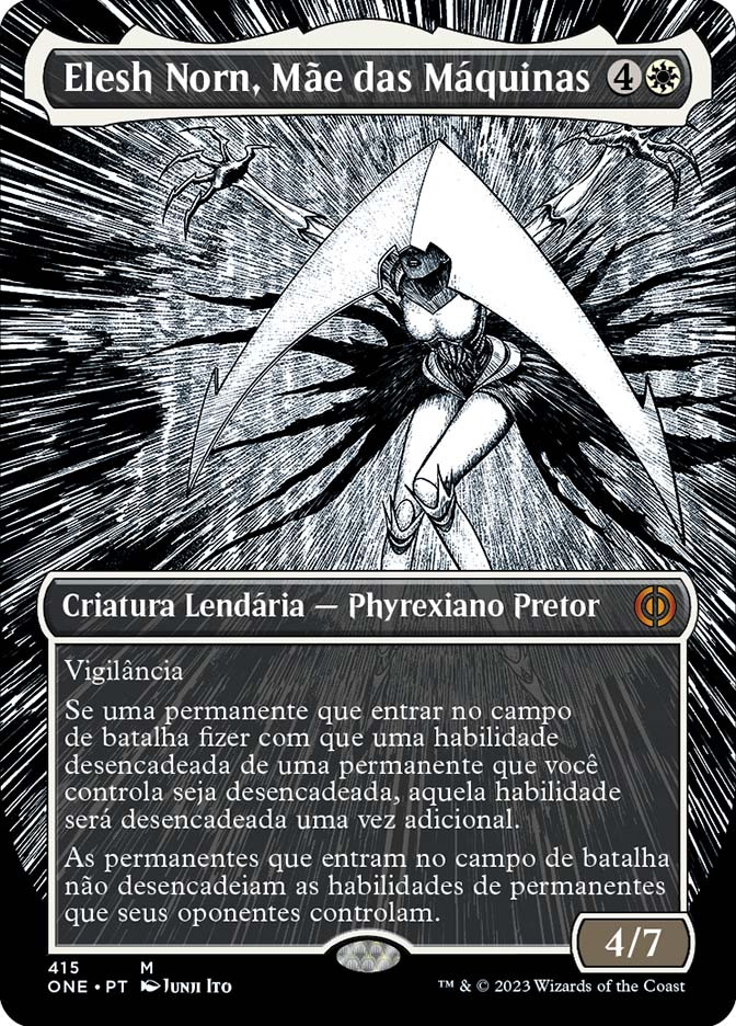 Elesh Norn, Mother of Machines (#415) (Borderless) | Phyrexia: All Will Be One - Variants - Portuguese | Star City Games Elesh Norn, Mother of Machines (#415) (Borderless) | Phyrexia: All Will Be One - Variants - Portuguese | Star City Games