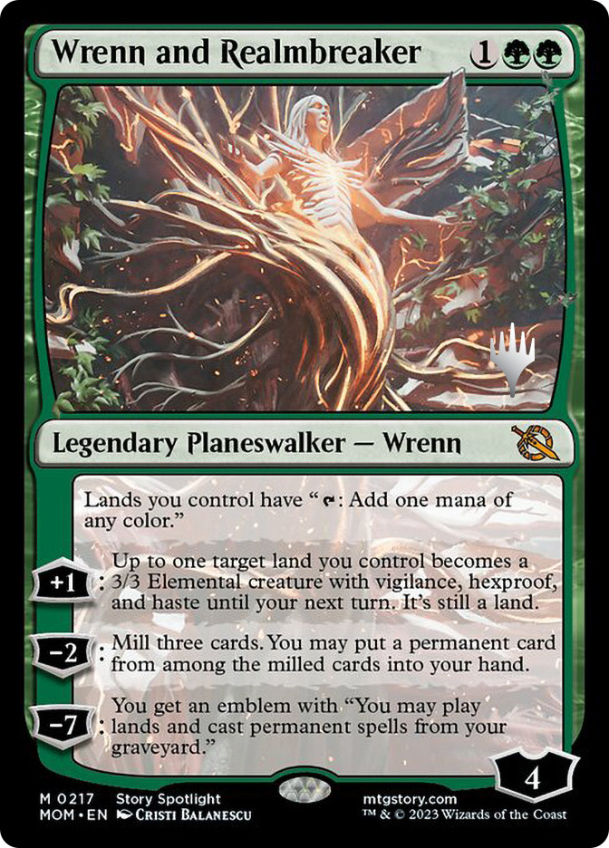 realmbreaker mtg card Magic The Gathering - March of the Machine Its still a land Wrenn and Realmbreaker Emblem MTG