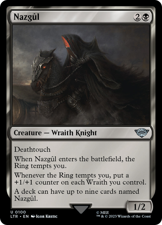 nazgul commander deck mtg Lord of the create a 3/3 black Wraith creature token with menace Magic the Gathering Lord of