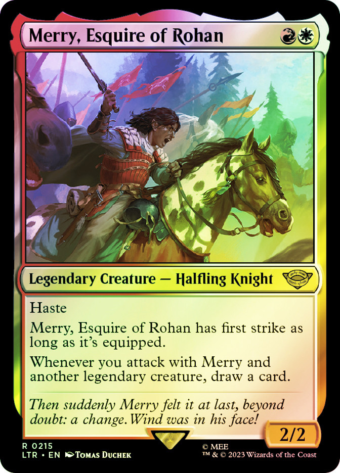 merry mtg card Mtg Tales of Middle-Earth Rare Merry, Esquire of Rohan #215
