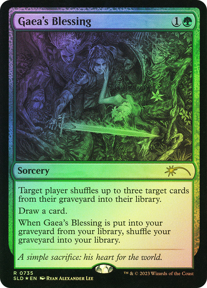 mtg cards that shuffle your graveyard into your library Feldon's Cane [Time Spiral Timeshifted] Target player shuffles up to three target cards from their graveyard into their library Gaea's Blessing | Eternal Masters