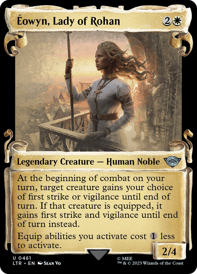 eowyn mtg card Eowyn, Fearless Knight (Borderless Alternate Art) [The Lord of the Rin Am I not of the House of Eorl owyn, Fearless Knight - Tales