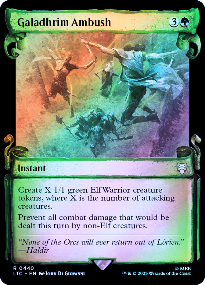 Galadhrim Ambush 0038 Non-Foil Rare LOTR Commander MTG Card (Near Mint, English, Unlimited) Mtg Elvish Warmaster Galadhrim Ambush 0038 Non-Foil Rare LOTR Commander MTG Card (Near Mint, English, Unlimited) Mtg Elvish Warmaster