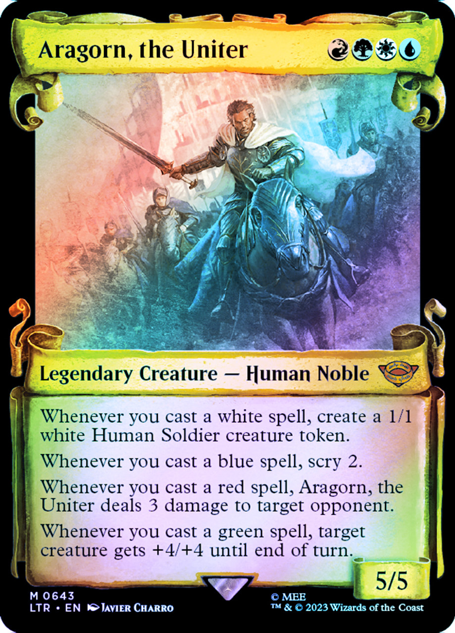 MTG ボーダーレス foil 統一王、アラゴルン/Aragorn, the U Foil】(434)□ボーダーレス□《統一王、アラゴルン/Aragorn, the