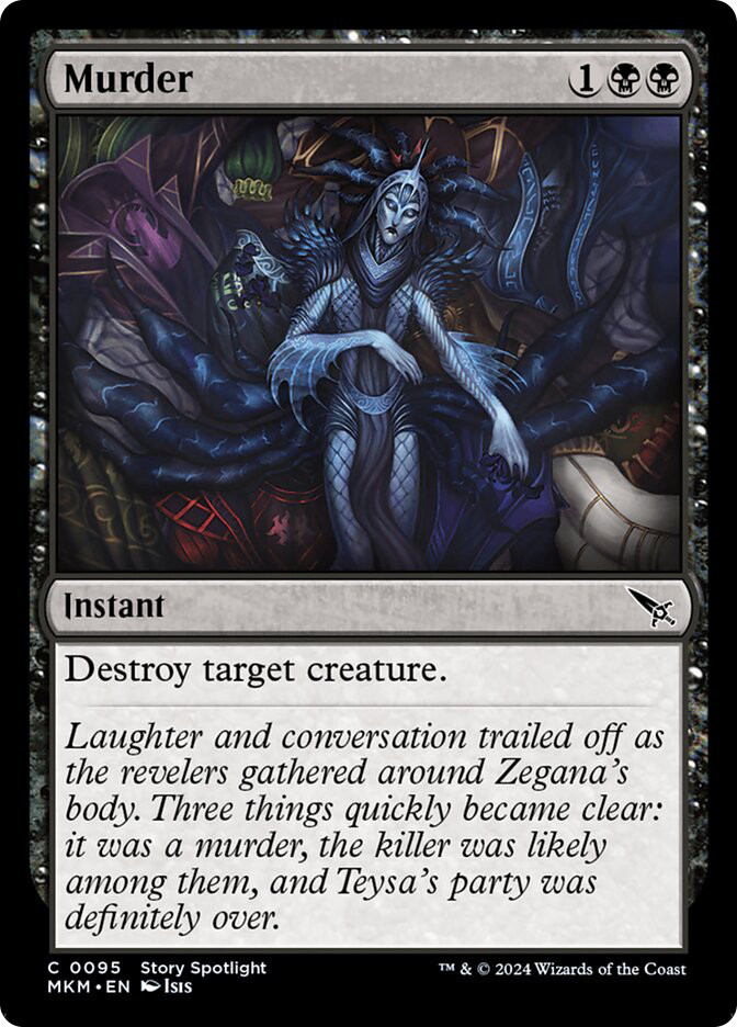 mtg murders at karlov manor card prices Murder | art 15 Traditional Foil Basic Land cards (5 with Full Art) 15 nonfoil Basic Land cards (5 with Full Art) 1 oversized Spindown life counter 1 card storage box 2 reference cards Each Play Booster contains 14 Magic MtG Murders at Karlov Manor
