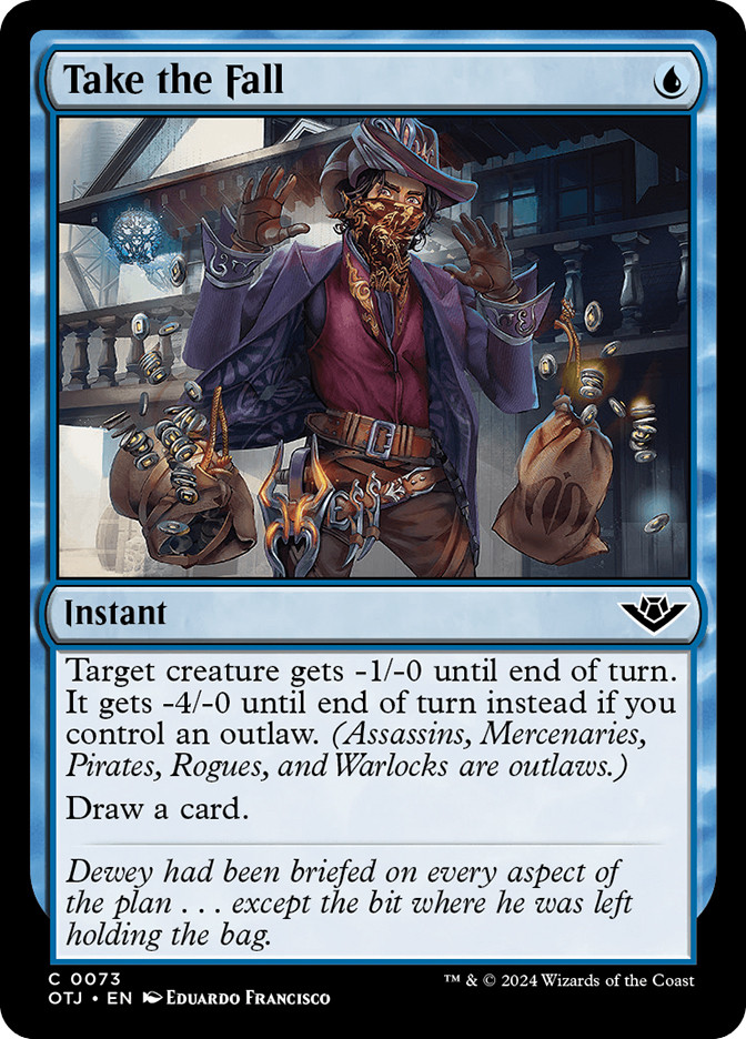 mtg outlaw cards MtG Outlaws of Thunder Junction Common Take the Fall #73