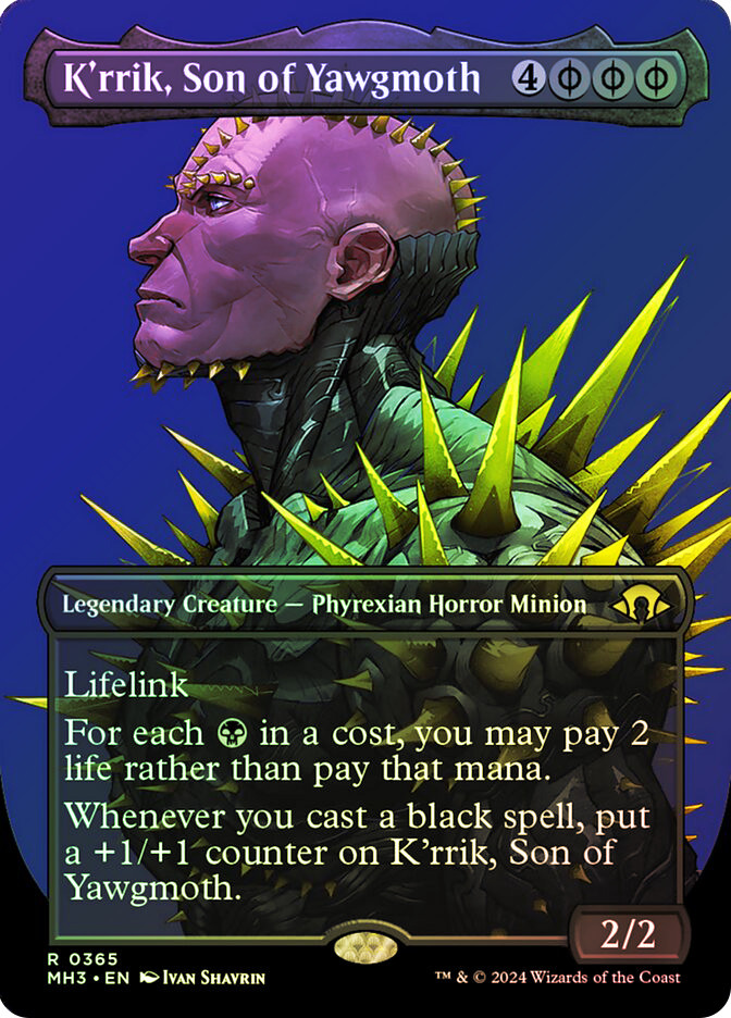 mtg k'rrik commander deck EDH | Black Lifegain Combo Deck Black deck leverages Krriks incredibly powerful ability to turn any black mana symbol in a cost into Phyrexian mana—allowing you to pay 2 life instead of spending mana K'rrik, Son of Yawgmoth
