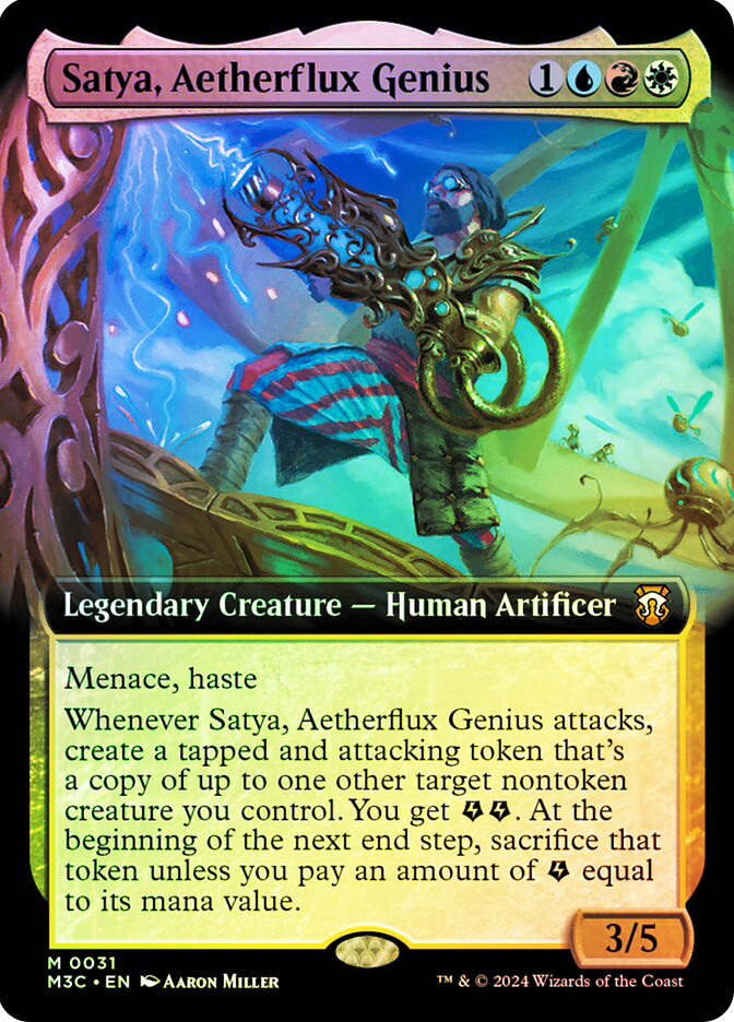 Ultra PRO - Modern Horizons 3 Satya, Aetherflux Genius 100ct Deck Protector Sleeve for Magic: The Gathering, custodia protettiva premium per carte collezionabili accessorio da gioco