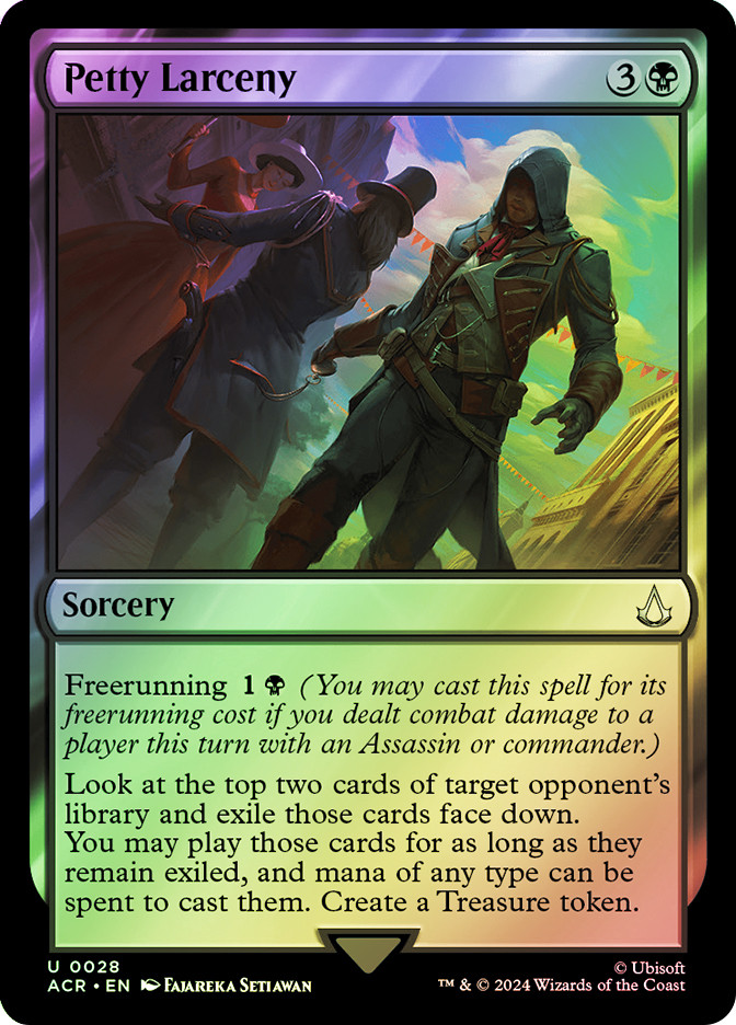 mtg cards with freerunning Petty Larceny | Assassin's Creed Chain Assassination | Universes Beyond:
