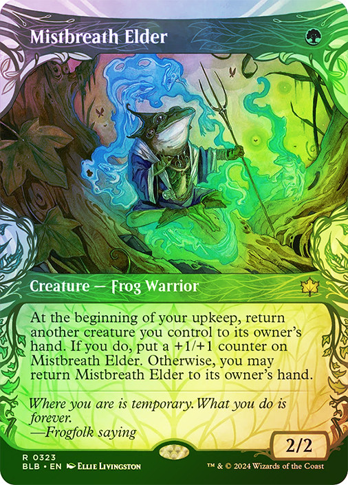 mtg bloomburrow frog cards Magic the Gathering Bloomburrow Rare Mistbreath Elder #323 [Showcase]