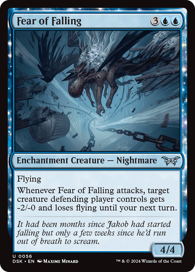 mtg fear cards Magic the Gathering Duskmourn: House of Horror Uncommon Fear of Falling #56