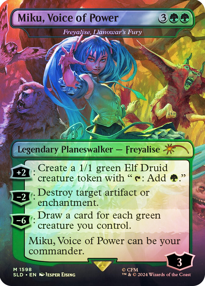 Freyalise, Llanowar's Fury (Miku, Voice of Power) (Hatsune Miku