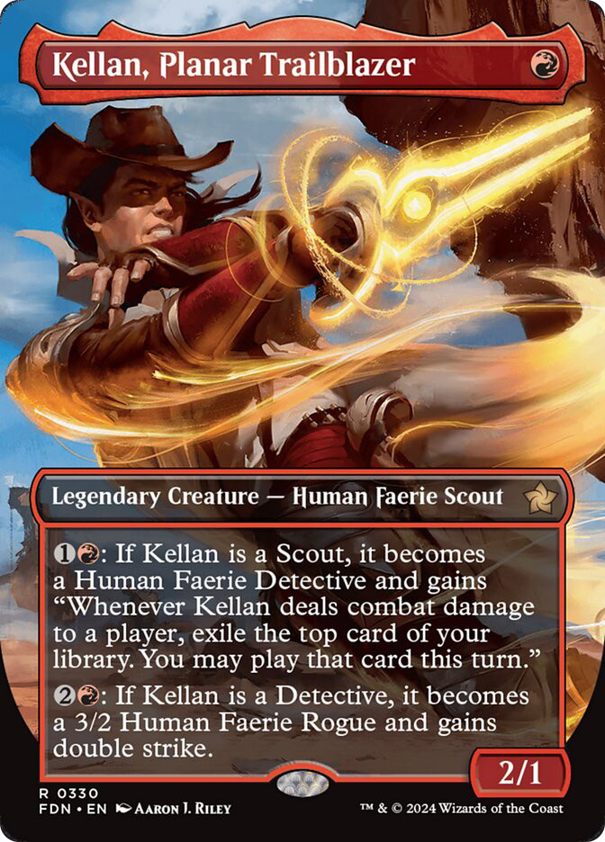kellan mtg card Kellan, the Fae-Blooded AURA and EQUIPMENT WoE Magic Custom Commander Deck Other creatures you control get +1/+0 for each Aura and Equipment attached to Kellan Magic the Gathering Foundations Rare