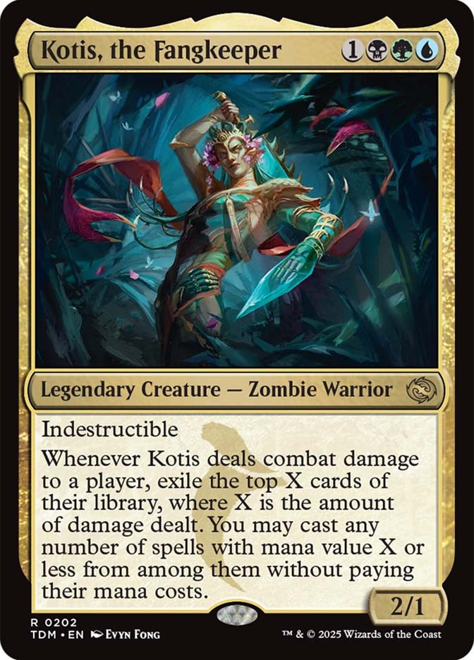 mtg kotis the fangkeeper commander deck EDH Kotis, 100 Cards Custom Sultai Voltron Tarkir: Dragonstorm You may cast any number of spells with mana value X or less from among them without paying their mana costs. Kotis, the Fangkeeper - Deck