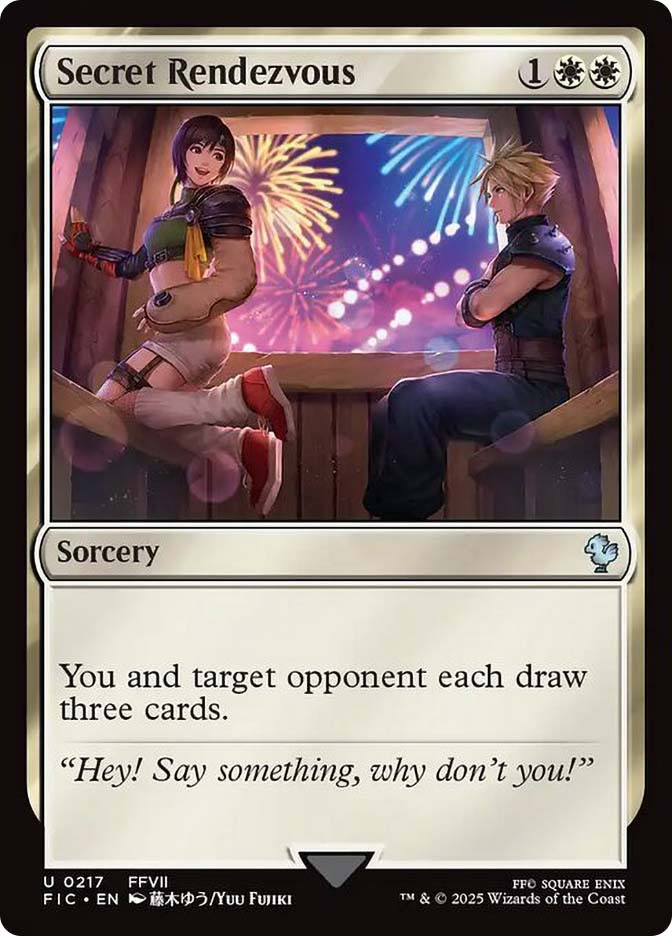 mtg secret rendezvous final fantasy [253] [Tifa] [FINAL FANTASY: Commander] [Surge Foil]  Face to Face Games Uncommon Legalities You and target opponent each draw three cards Secret Rendezvous | FINAL FANTASY