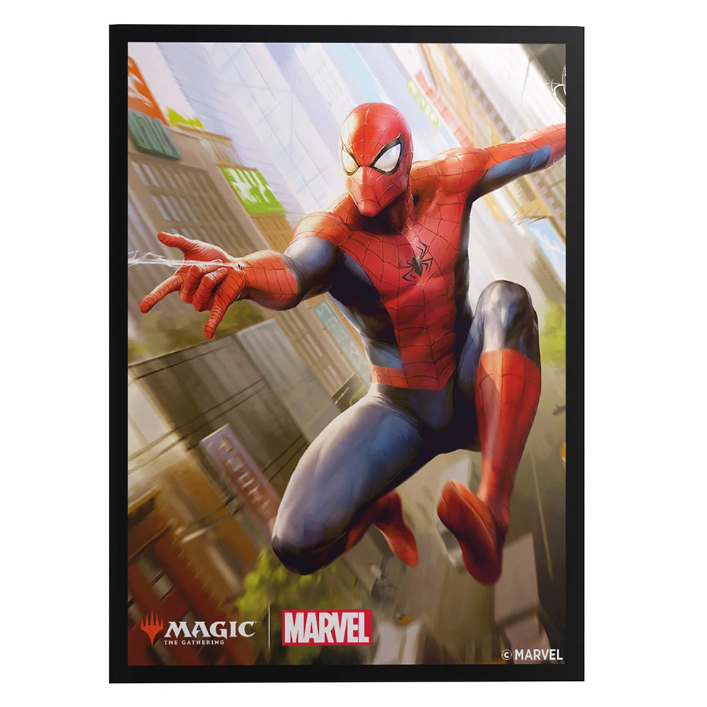 spiderman card sleeves Gamegenic Premium Art - Marvel's Spider-Man art packaging with a retractable hanger. Gamegenic: Marvel Champions Art Standard