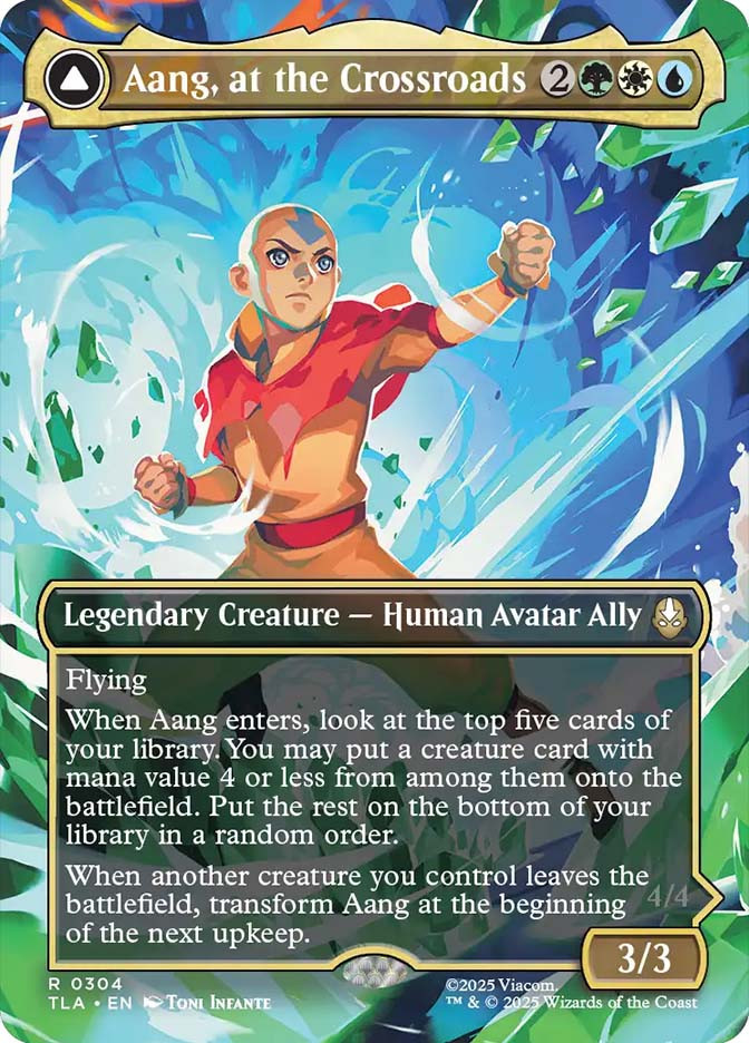 avatar aang mtg commander deck EDH Deck 100 Magic Cards Custom Deck Avatar: The Last Airbender firebending 2Whenever you waterbend Aang, at the Crossroads (#304)