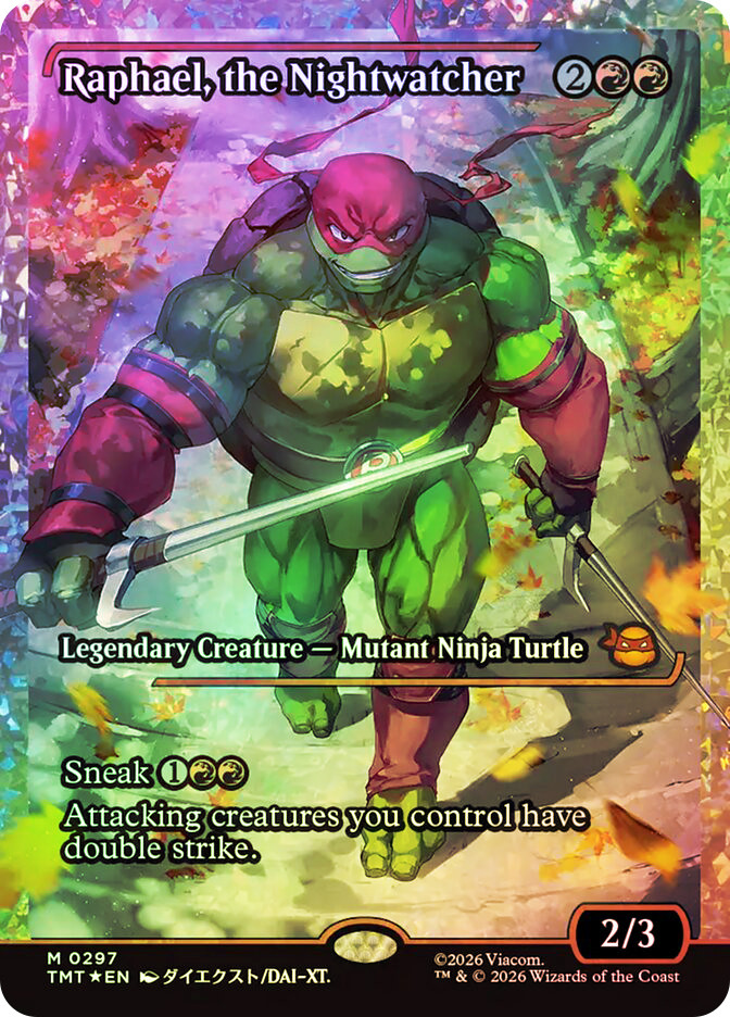 mtg raphael ninja turtle card Raphael, the Nightwatcher (Showcase) [Teenage Mutant Turtles] Foil After this combat phase Raphael's Technique (Teenage Mutant Ninja