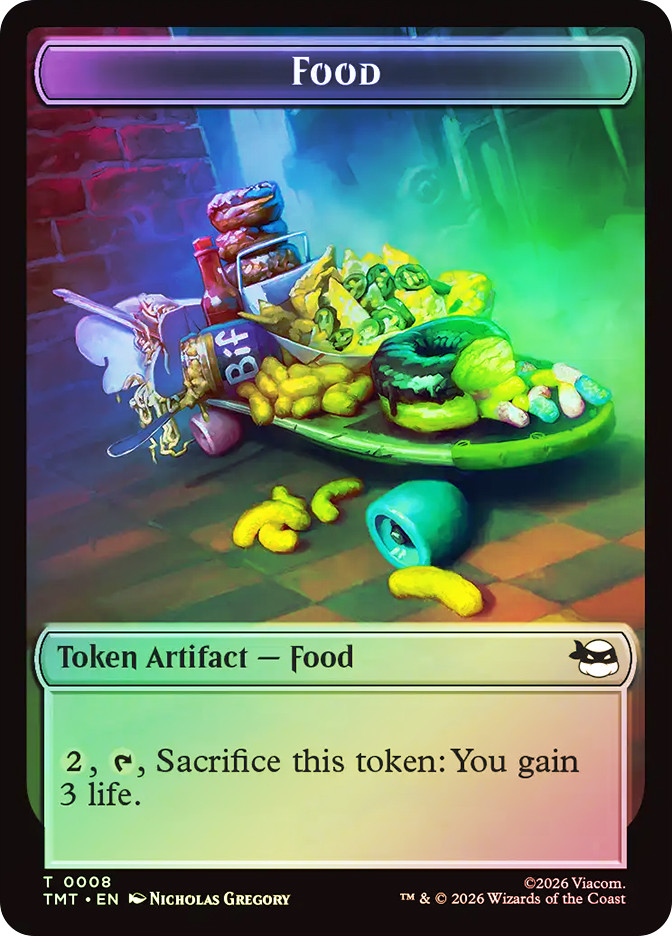 food token cards mtg {Food Token} // {Ninja Turtle Spirit Token} [SGL-MTG-TMT-T08T03-ENF]
