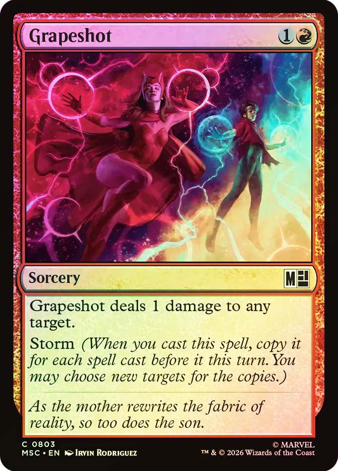 marvel cards mtg Lead Designer of Wizards of The Coast Confirms a Multiverse Is Coming to Magic: The Gathering Foil Borderless Mythic in less than 1% of boosters Grapeshot [SGL-MTG-MSC-803-ENF]