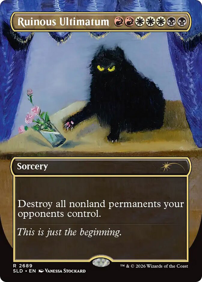 mtg card that destroys all permanents Ruinous Ultimatum (Kevin) | Secret Lair Drop Return to your hand all enchantments you both own and control 8WUUB to destroy all lands