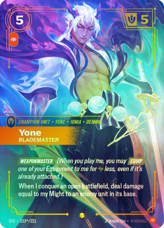 その他 Riftbound - Yone BLADEMASTER 233/221 Yone - Blademaster (Signature) | Spiritforged | Star City Games